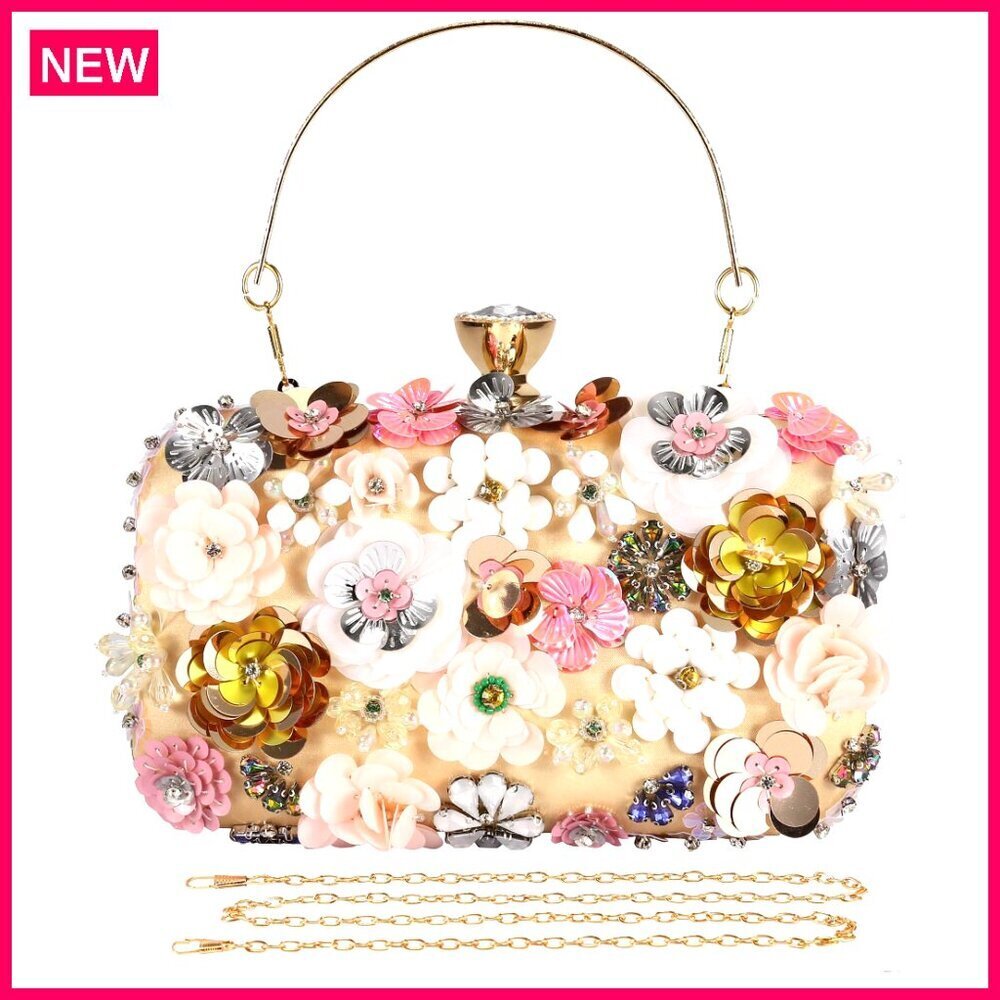 Satin Evening Clutch with Removable Chains for Wedding Prom Formal Events